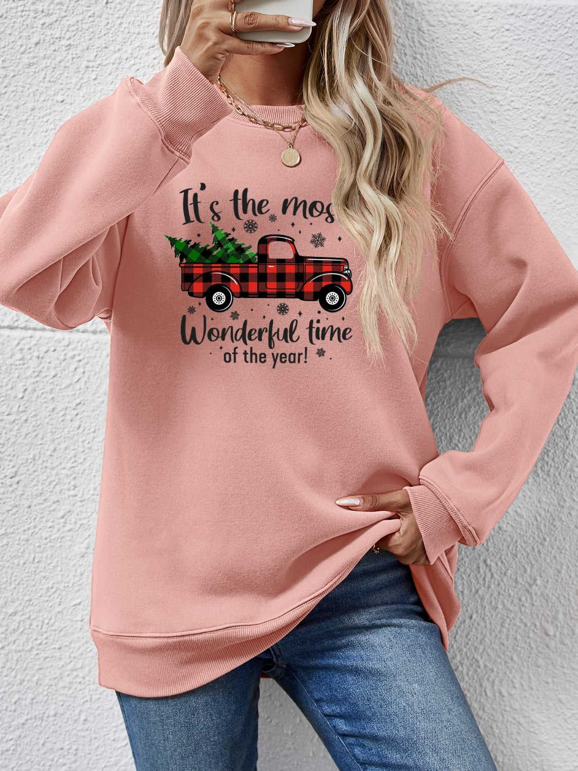 Graphic Round Neck Long Sleeve Sweatshirt 