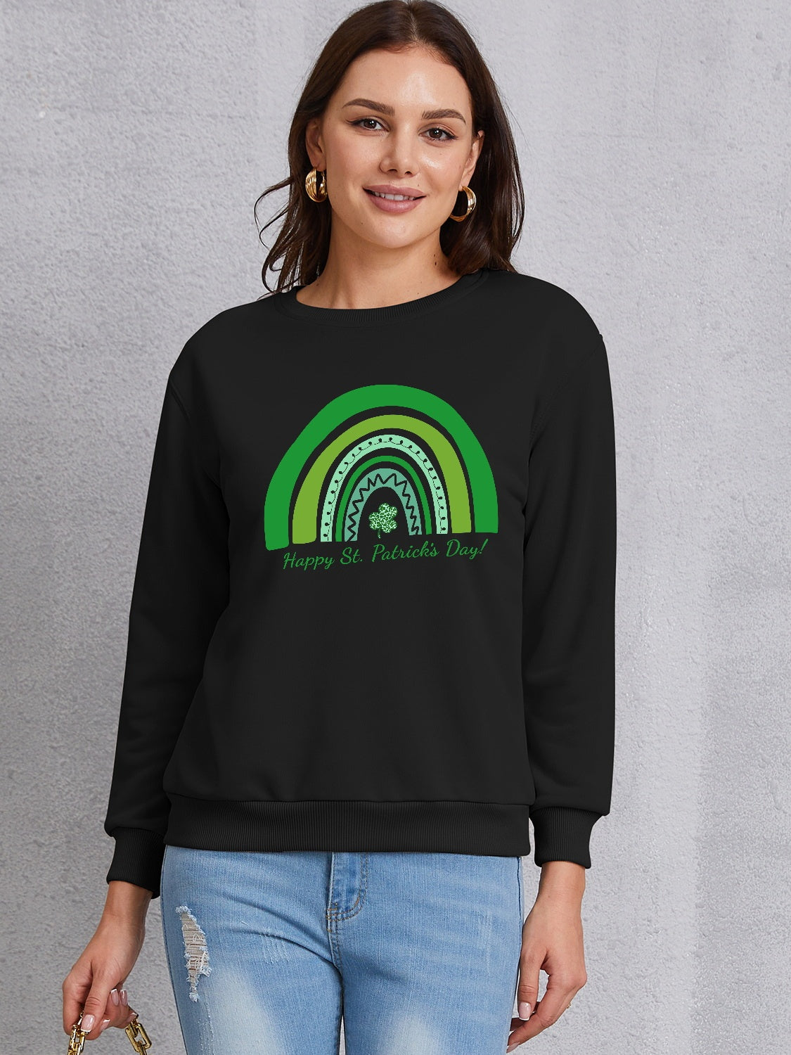 HAPPY ST. PATRICK'S DAY Round Neck Sweatshirt 