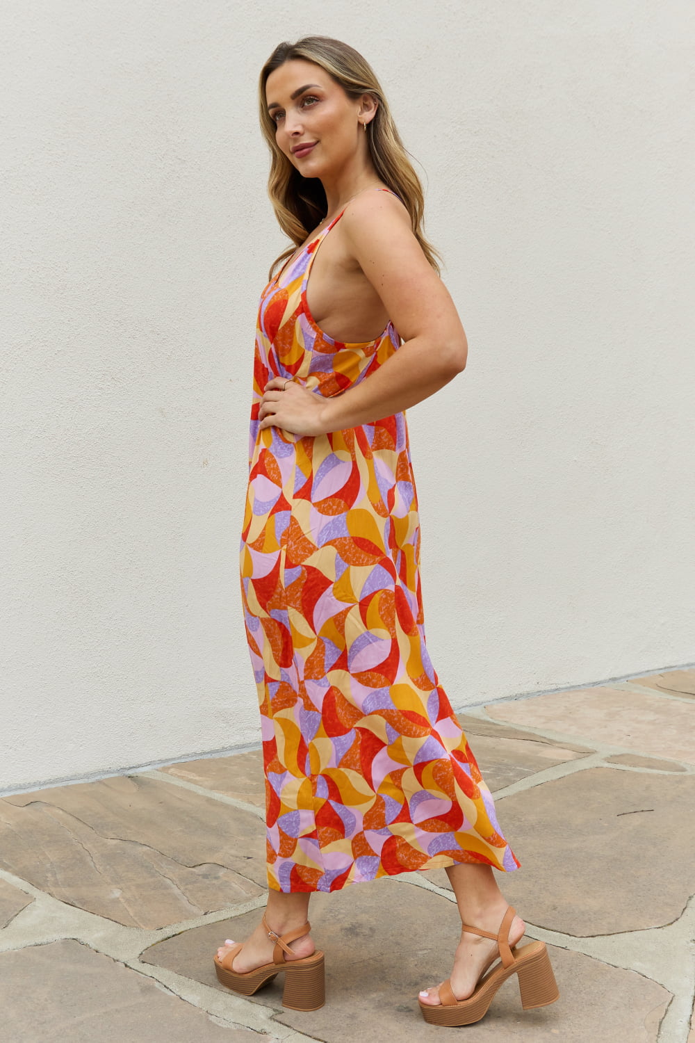 And The Why Full Size Printed Sleeveless Maxi Dress 