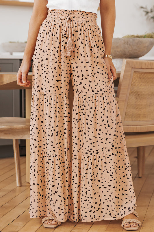 Printed Wide Tiered Pants - Babbazon