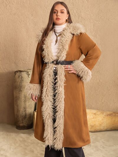 Plus Size Open Front Long Sleeve Coat 