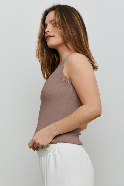 THE BLANK LAB Round Neck Ribbed Cropped Tank 