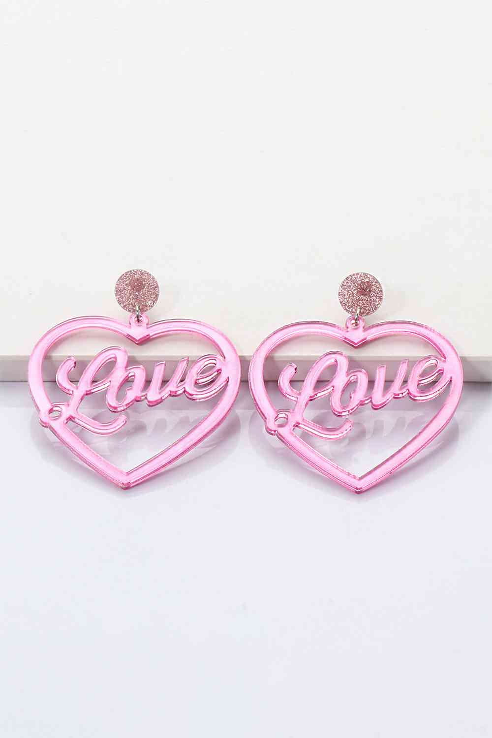 Acrylic Heart Dangle Earrings 