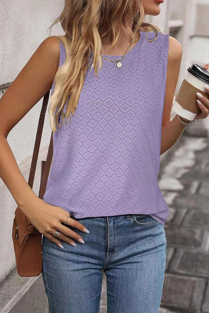 Eyelet Round Neck Tank 