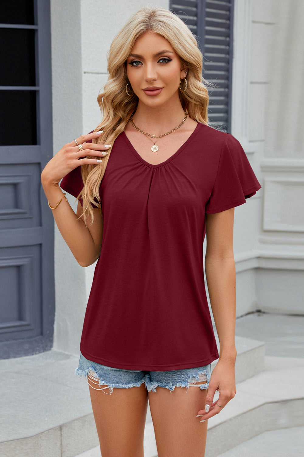 V-Neck Short Sleeve T-Shirt 