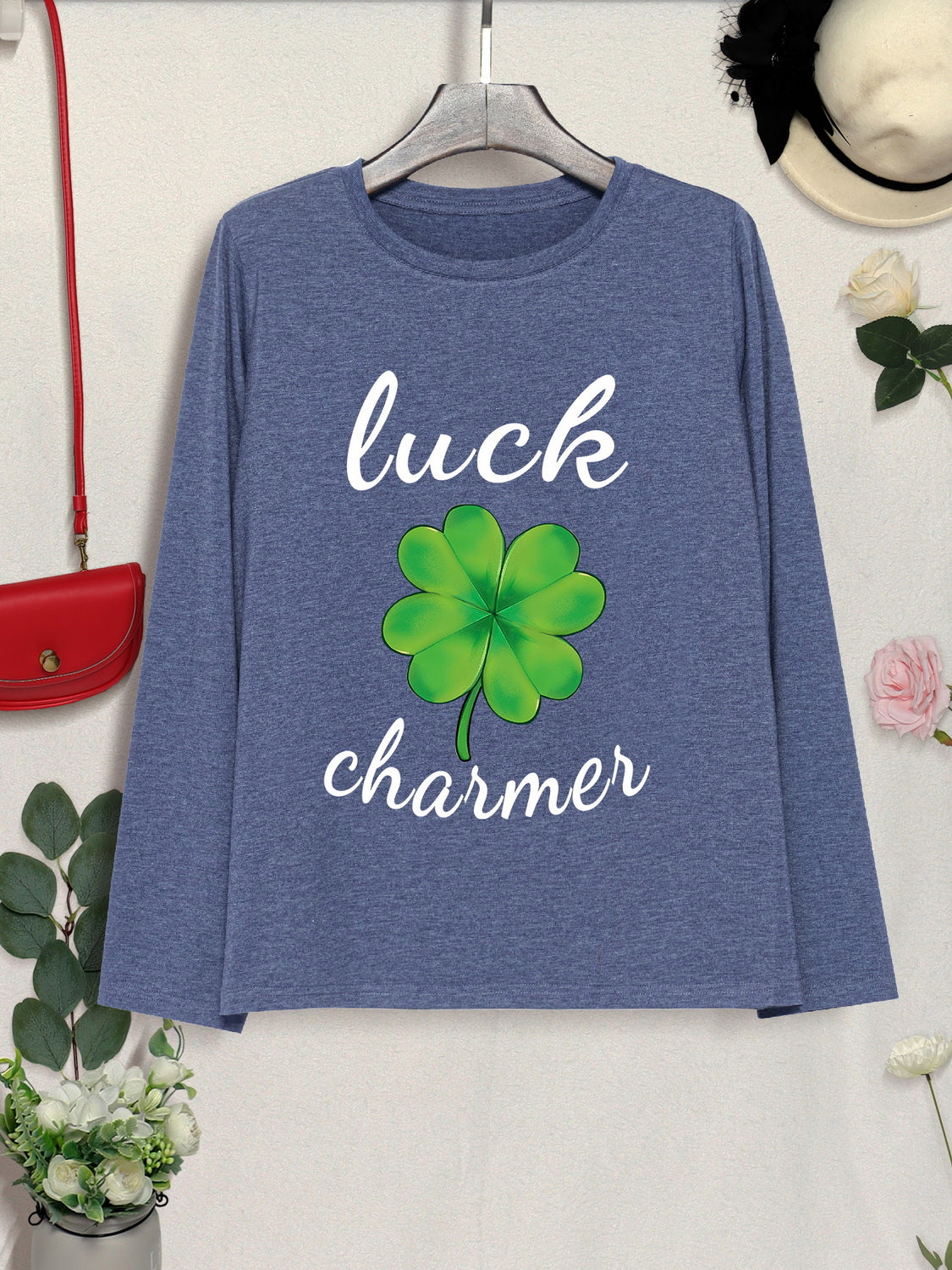 LUCK CHARMER Lucky Clover Round Neck T-Shirt 