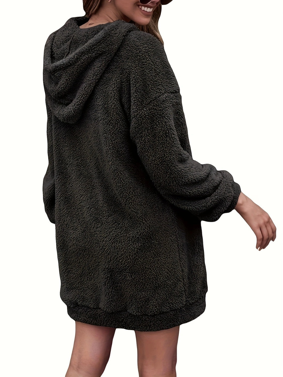 Half Zip Dropped Shoulder Oversized Hoodie 