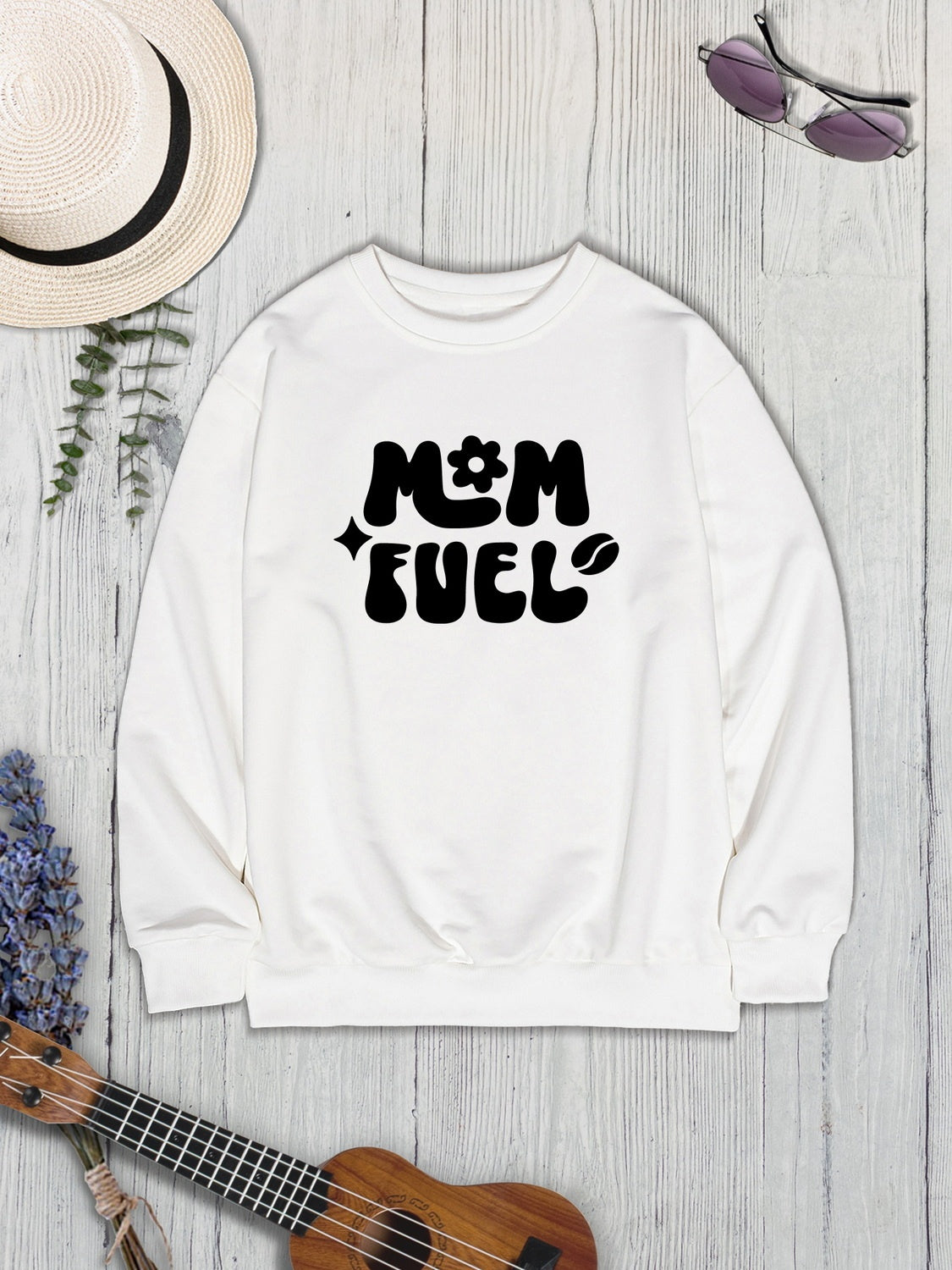 Letter Graphic Round Neck Sweatshirt 