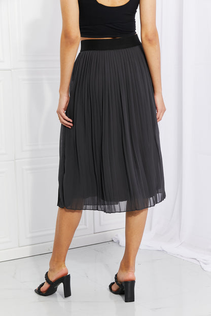 Zenana Full Size Romantic At Heart Pleated Chiffon Midi Skirt 