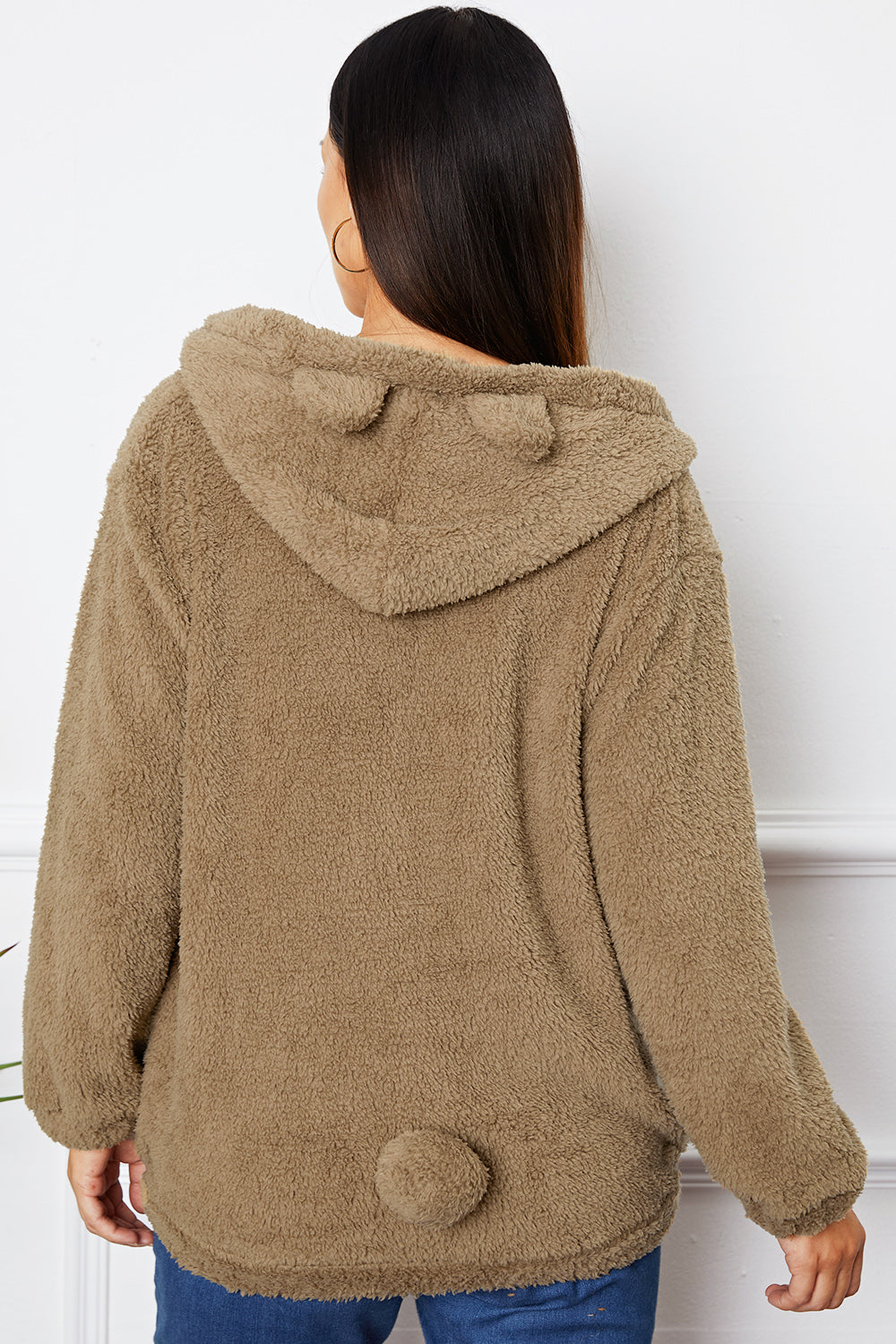 Zip Up Pocketed Hooded Outerwear 