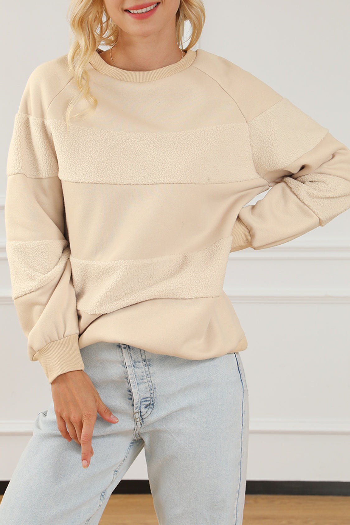 Striped Round Neck Long Sleeve Sweatshirt 