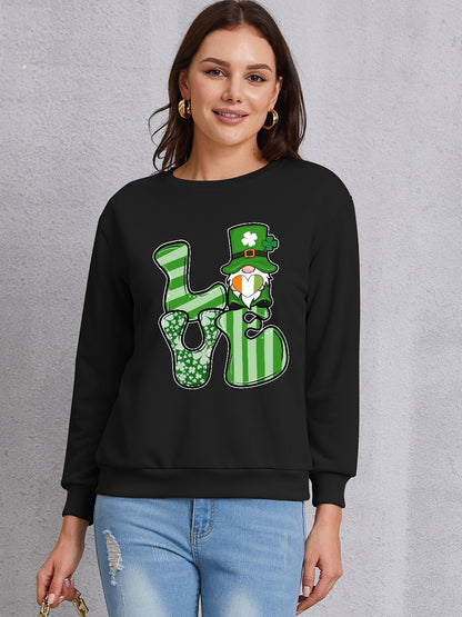 LOVE Round Neck Dropped Shoulder Sweatshirt 