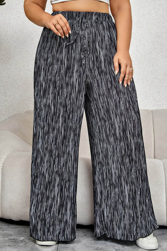 Plus Size High Waist Wide Pants - Babbazon