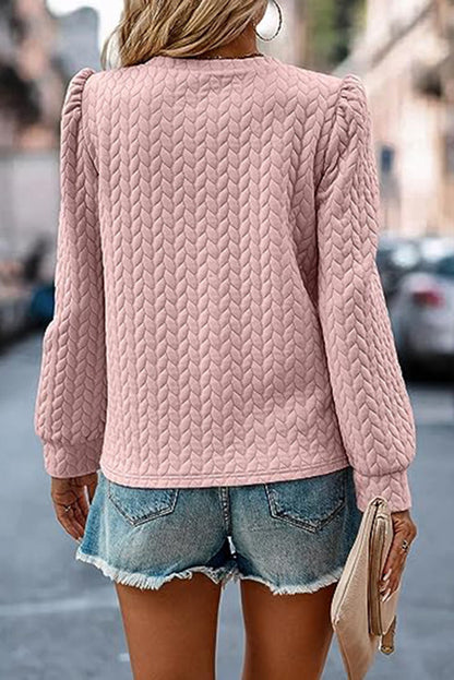 Texture Round Neck Long Sleeve Sweatshirt 