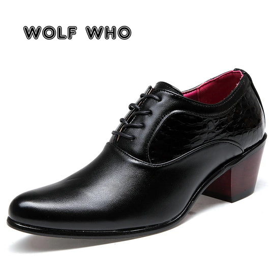 WOLF WHO Luxury Men Dress Wedding Shoes 