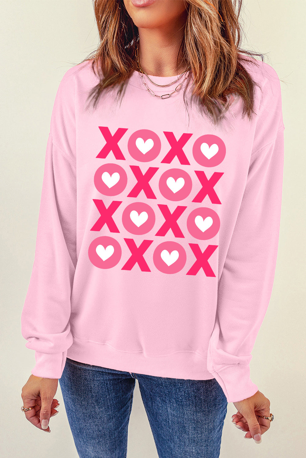 Graphic Round Neck Dropped Shoulder Sweatshirt 