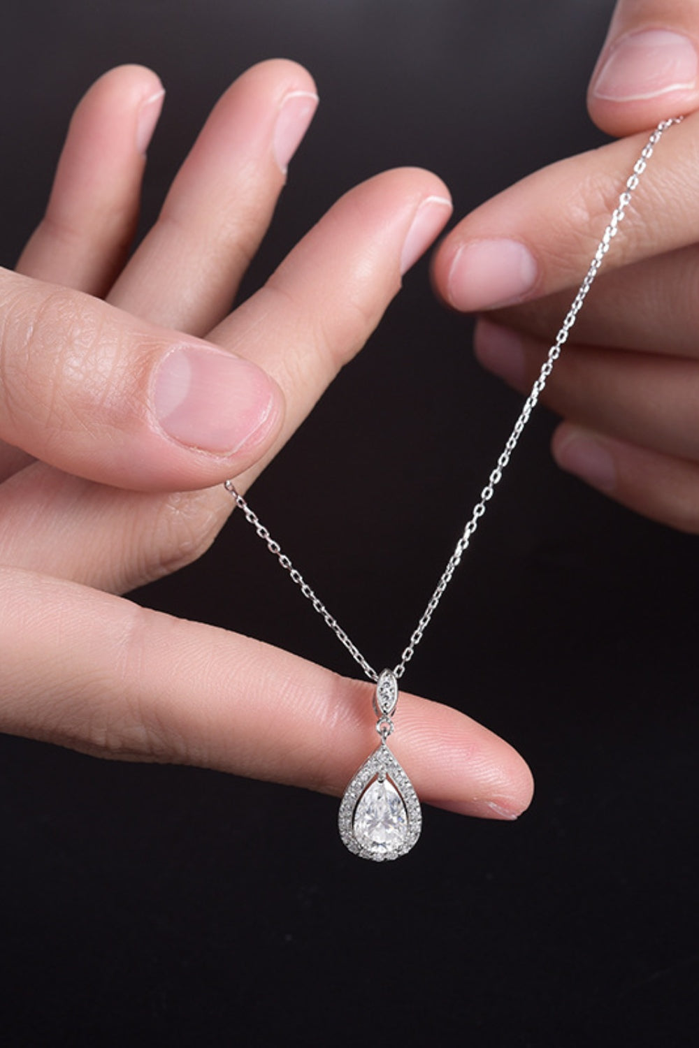 1.5 Carat Moissanite 925 Sterling Silver Teardrop Necklace 