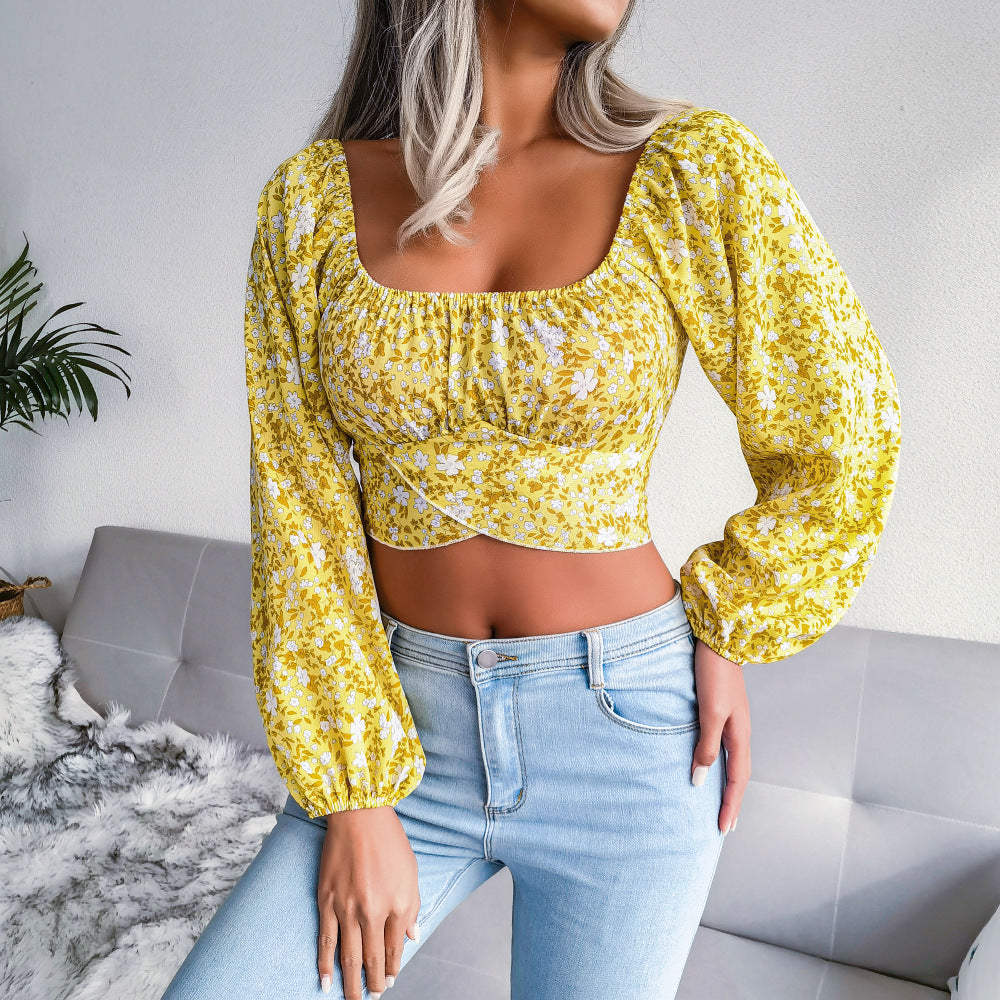 Ditsy Floral Crisscross Cropped Top 