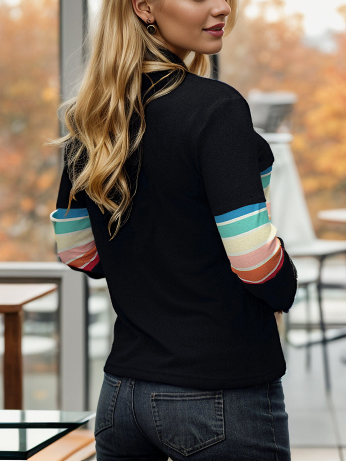 Striped Round Neck Long Sleeve T-Shirt 