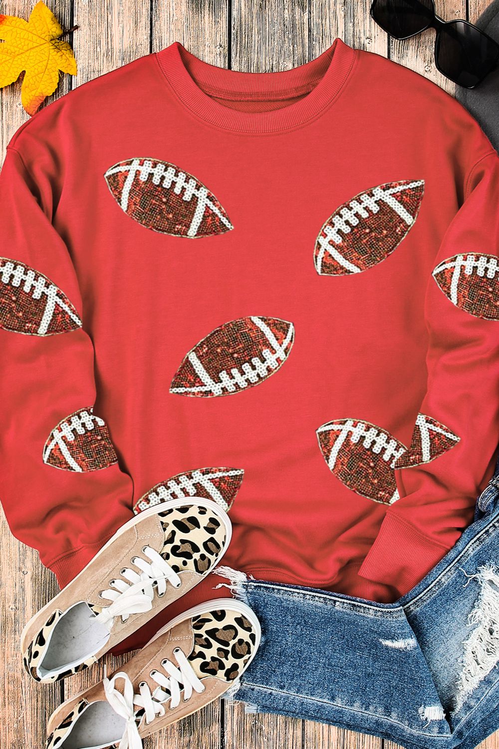 Sequin Football Patch Sweatshirt 