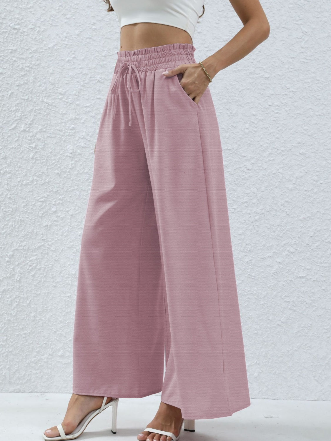 High Waist Wide Leg Pants with Pockets 