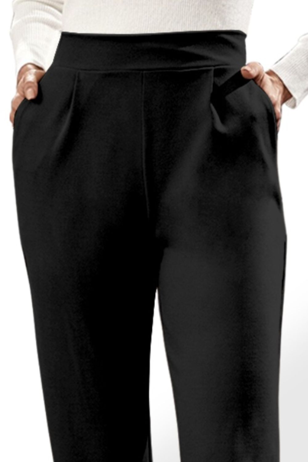 High Waist Straight Pants with Pockets 