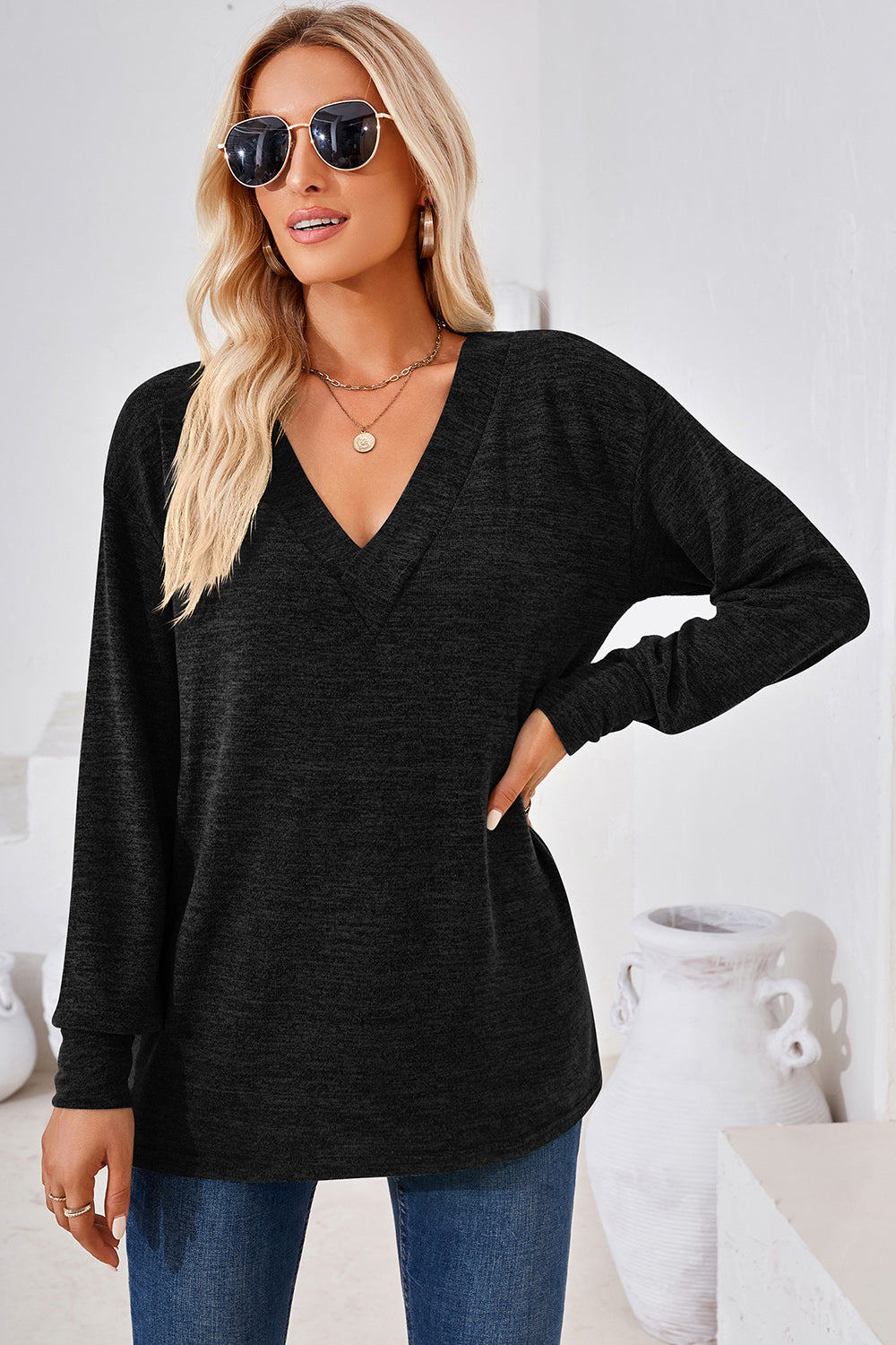 V-Neck Dropped Shoulder T-Shirt 