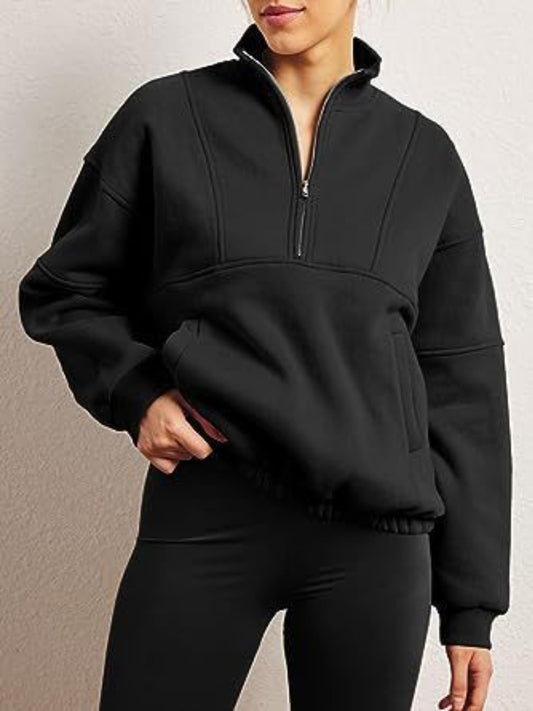 Half Zip Dropped Shoulder Sweatshirt 