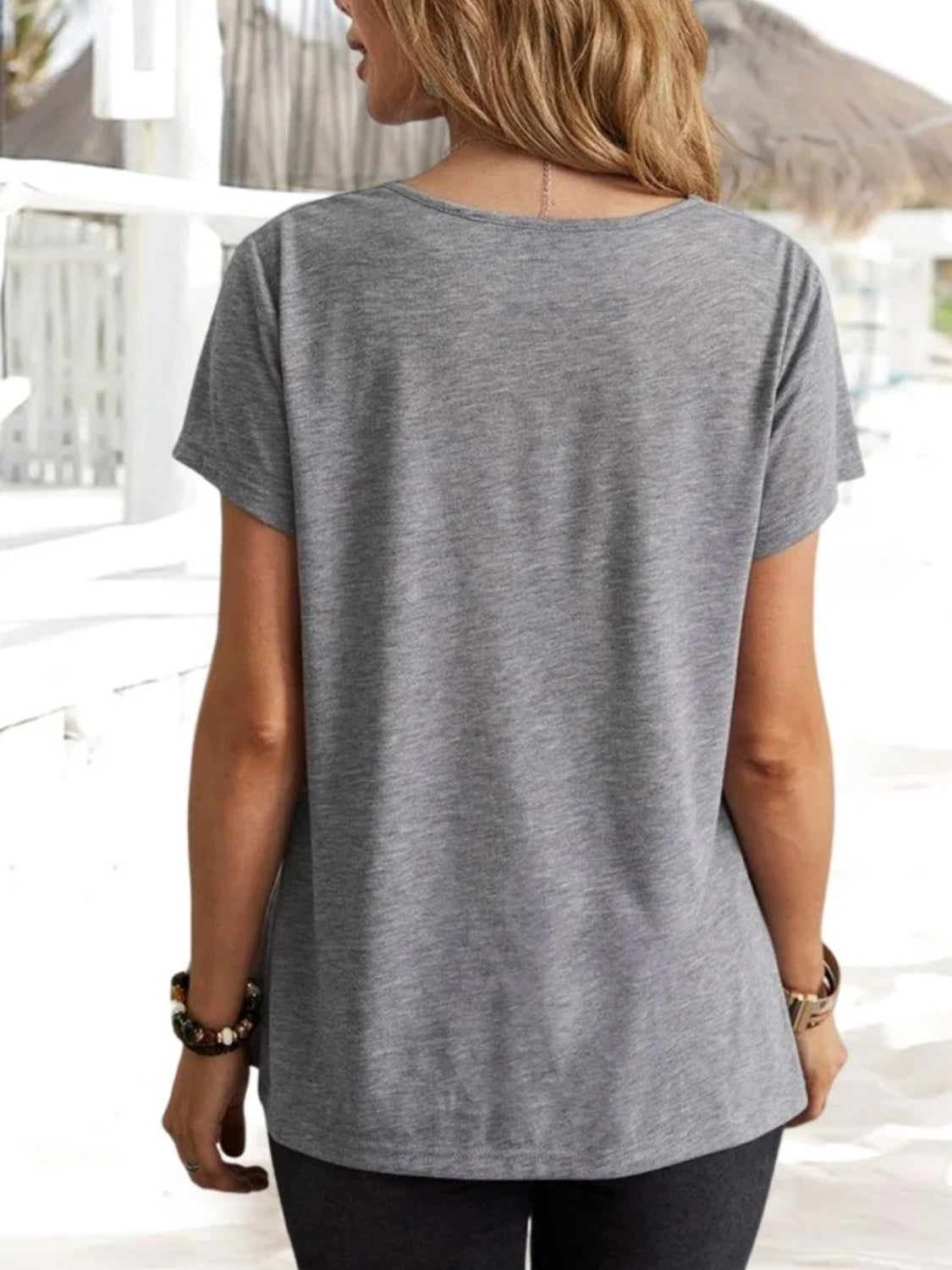 Cowl Neck Short Sleeve T-Shirt 