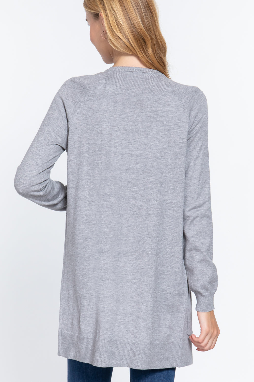 ACTIVE BASIC Open Front Long Sleeve Cardigan 