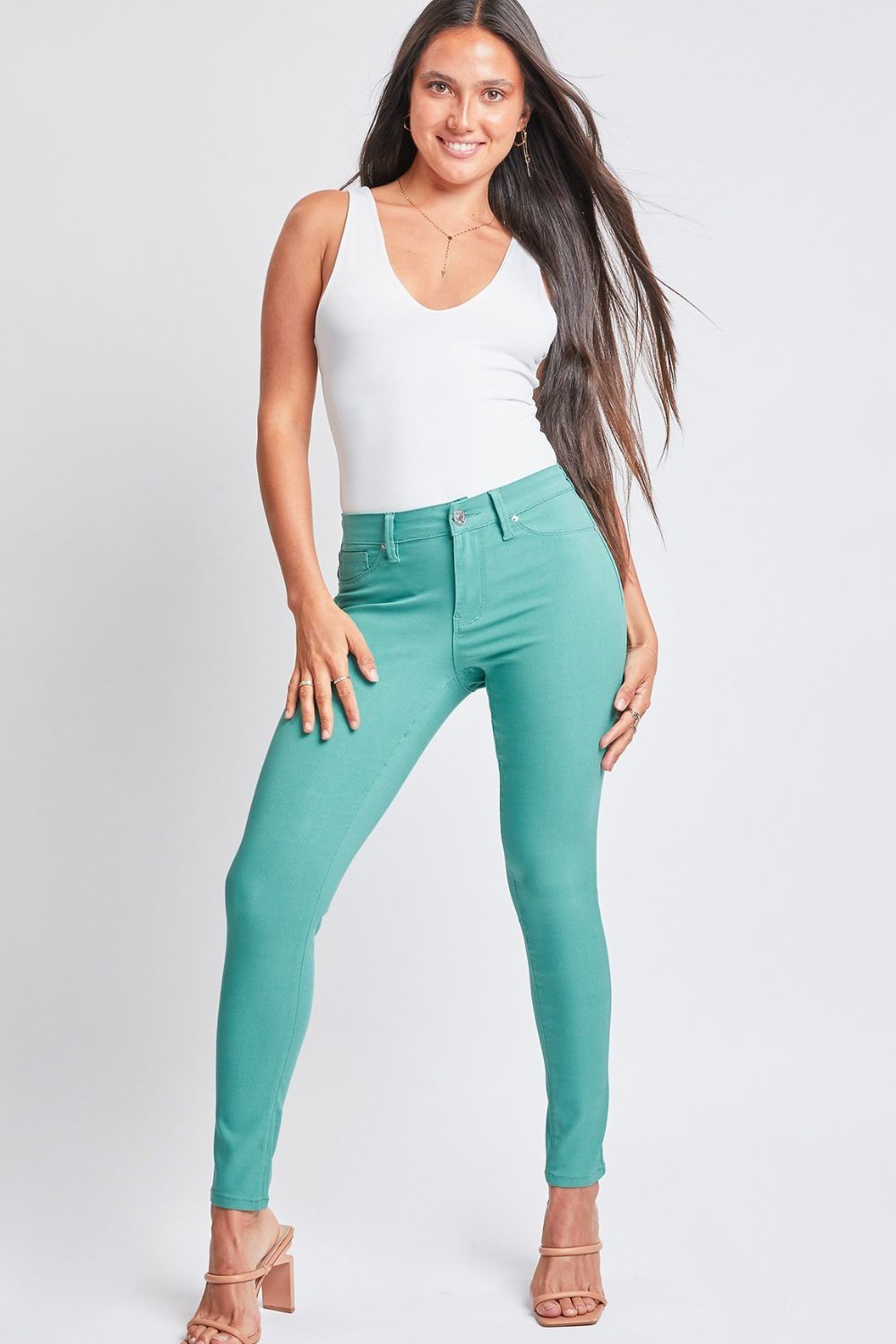 YMI Jeanswear Full Size Hyperstretch Mid-Rise Skinny Pants - Babbazon t-shirt