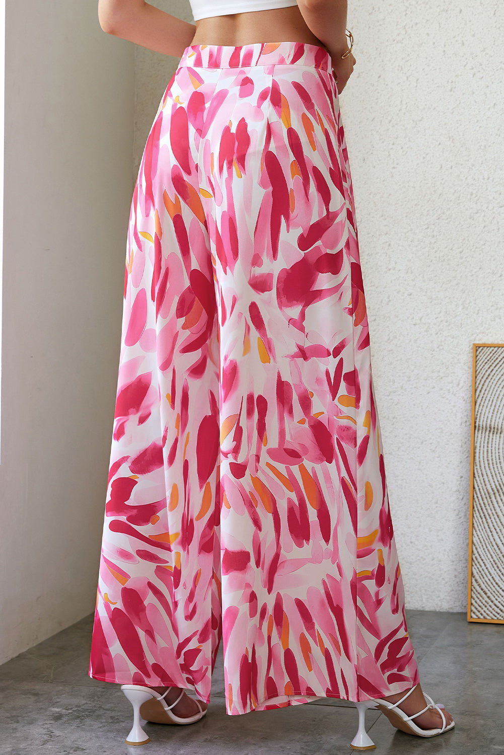 Printed High Waist Wide Leg Pants 