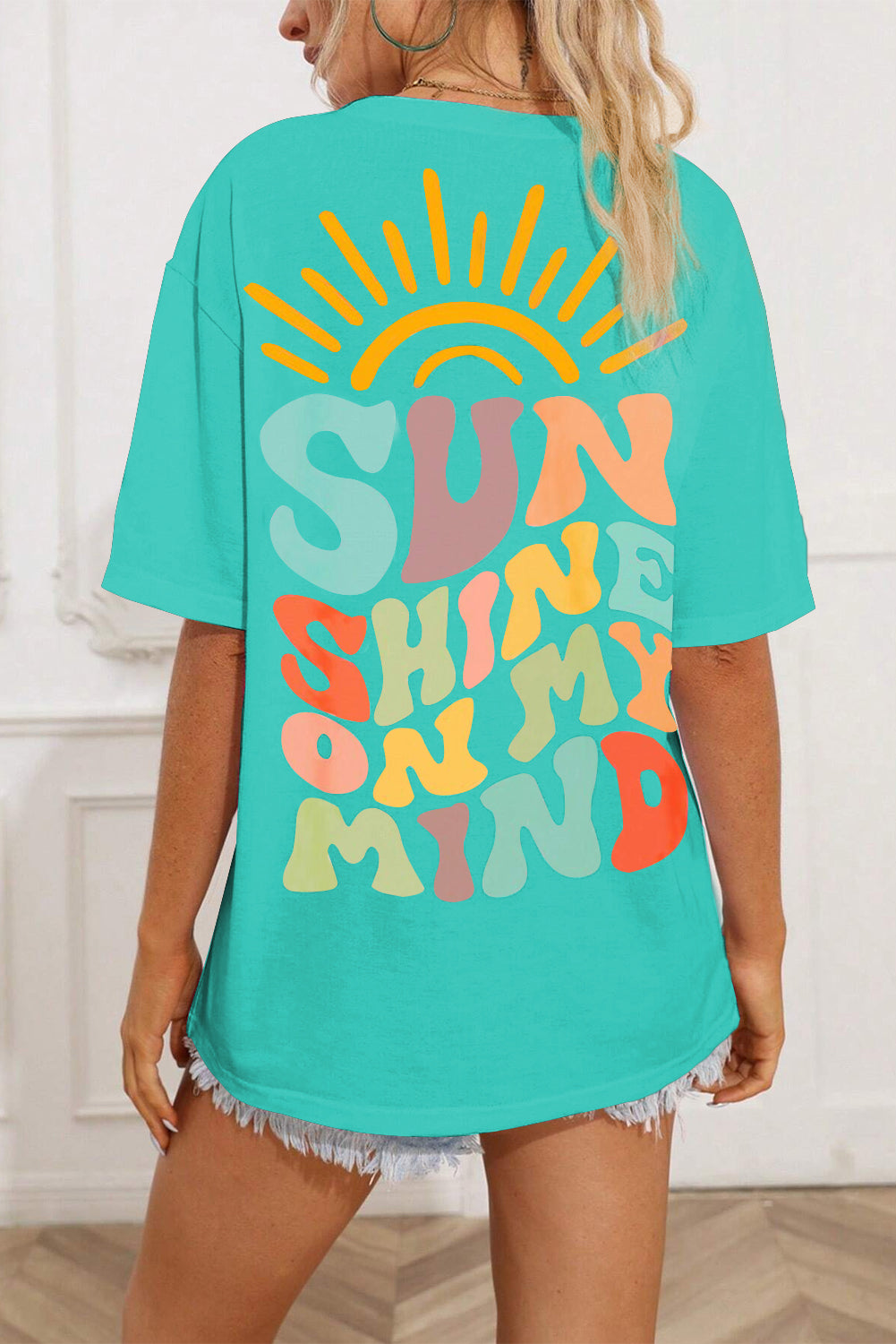 SUN SHINE ON MY MIND Round Neck T-Shirt - Babbazon Camisole