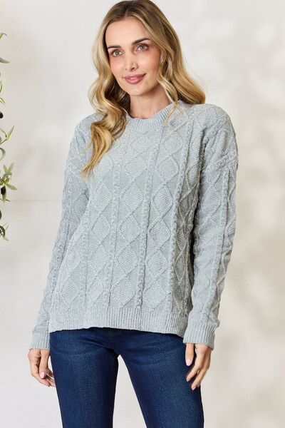 BiBi Cable Knit Round Neck Sweater 