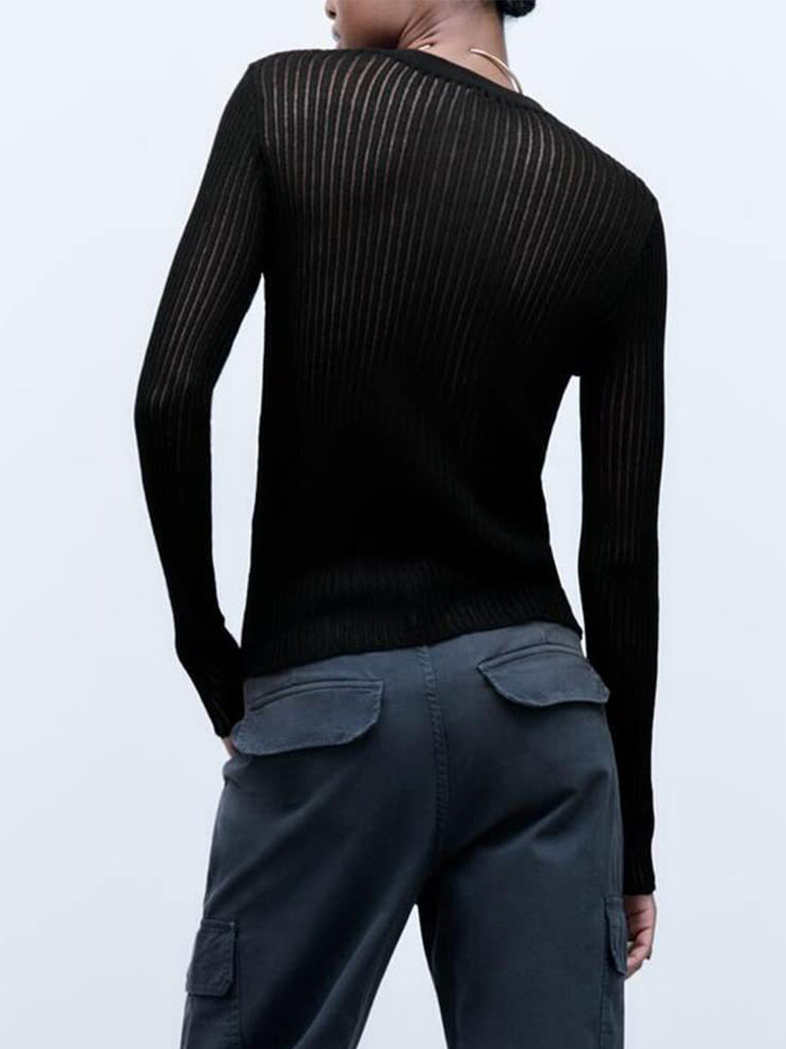 Round Neck Ribbed Knit Top 