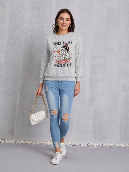 COFFEE IS MY VALENTINE Round Neck Sweatshirt 