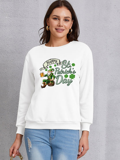 HAPPY ST. PATRICK'S DAY Round Neck Sweatshirt 