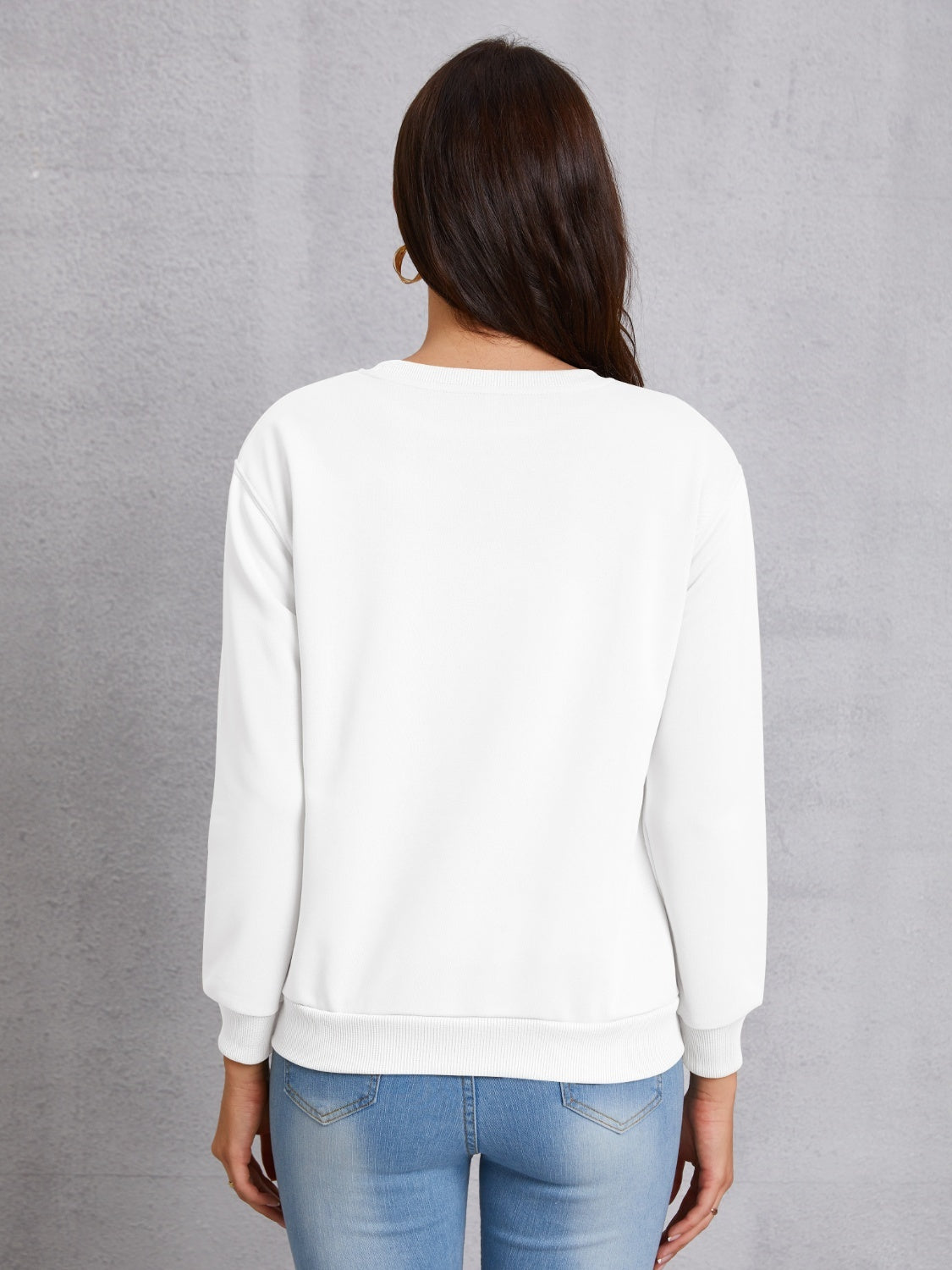 Heart Round Neck Dropped Shoulder Sweatshirt 