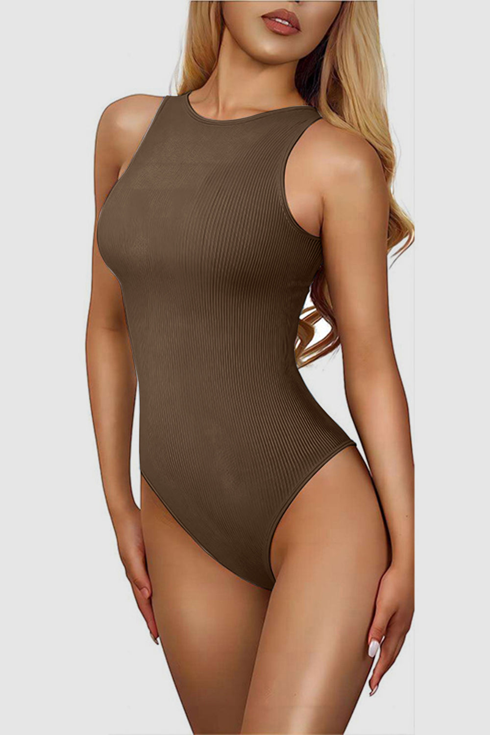 Round Neck Sleeveless Active Bodysuit 