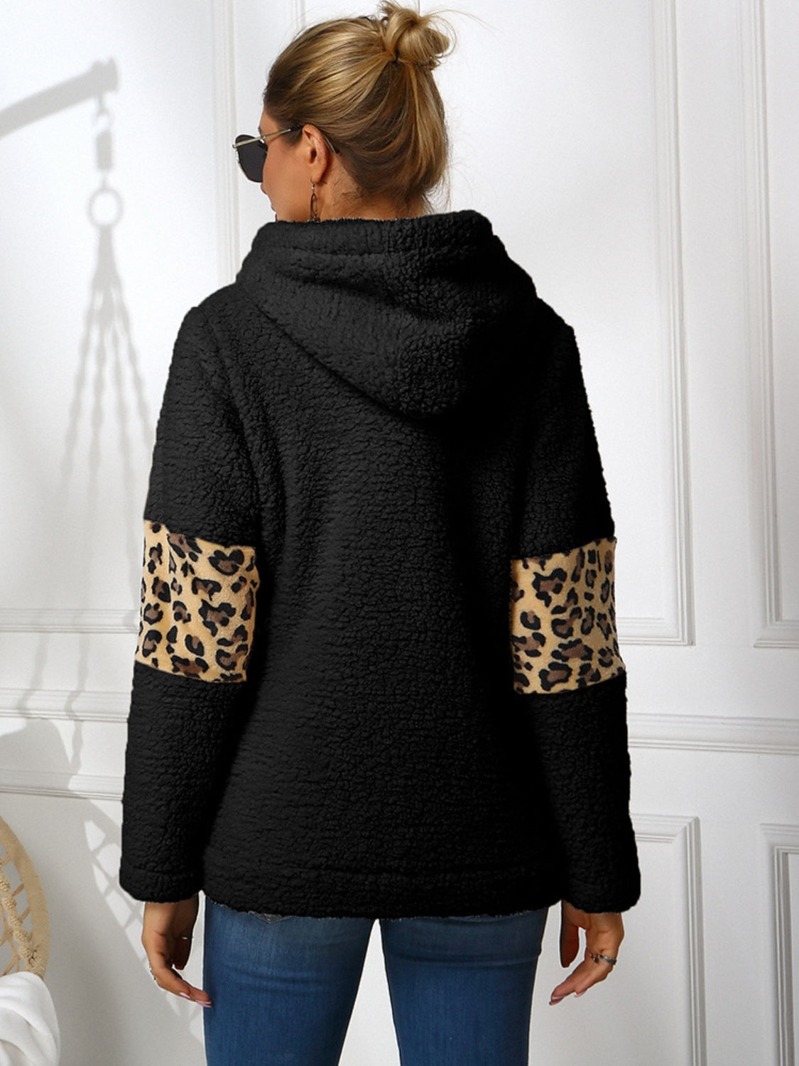 Sherpa Leopard Long Sleeve Hoodie 