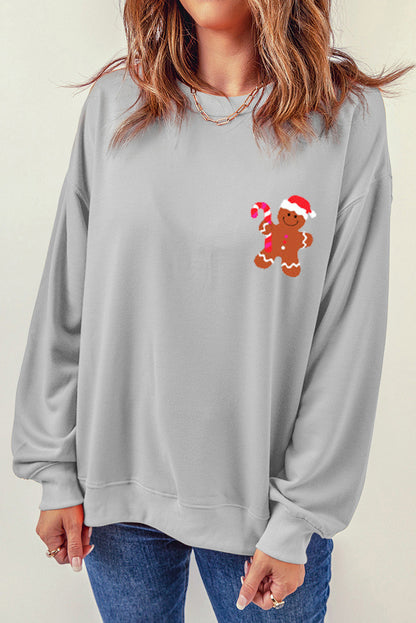 Gingerbread Round Neck Dropped Shoulder Sweatshirt 