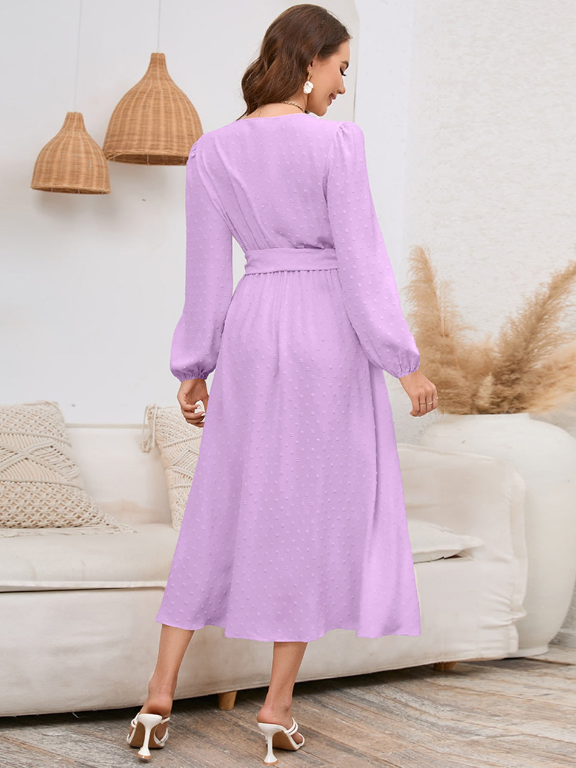 Surplice Balloon Sleeve Dress 