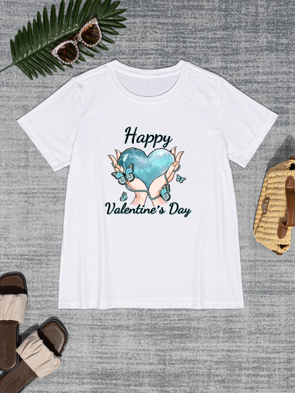 HAPPY VALENTINE'S DAY Round Neck Short Sleeve T-Shirt 