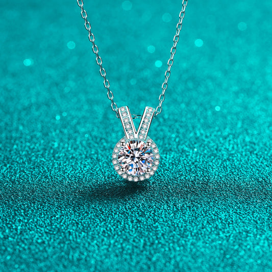 1 Carat Moissanite Rabbit Ears Shape Pendant Necklace 