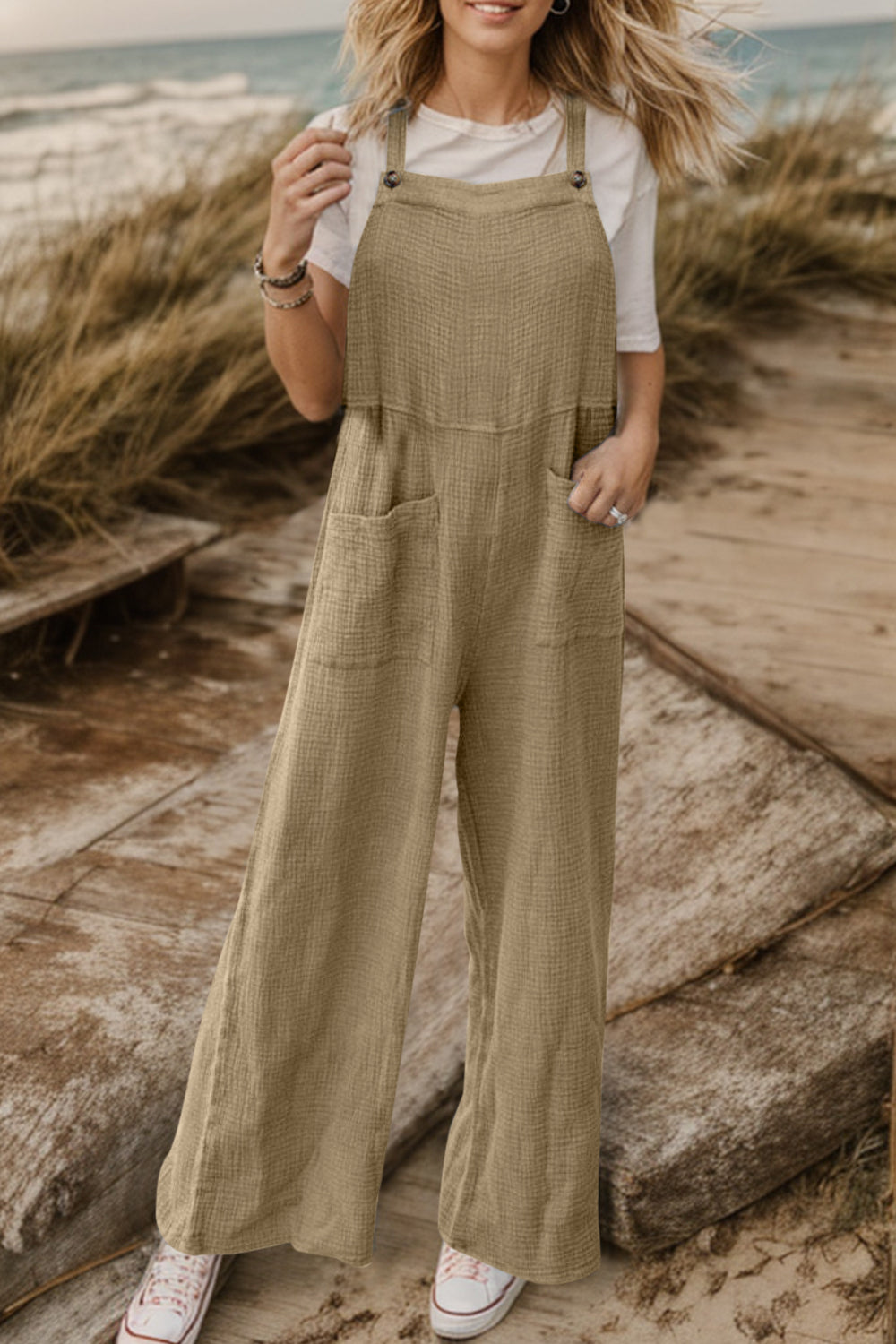 Full Size Wide Leg Front Pocket Jumpsuit 