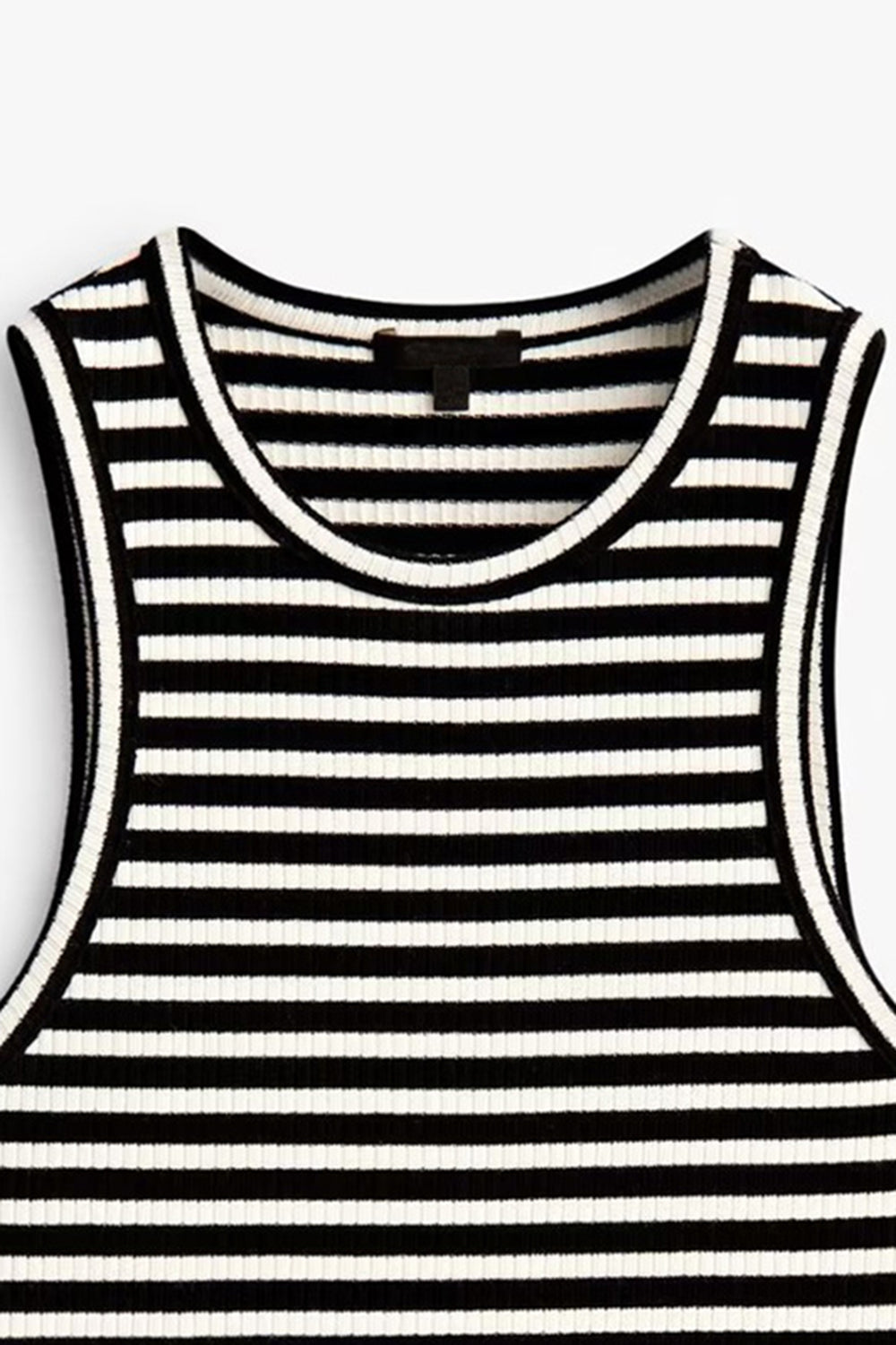 Striped Round Neck Wide Strap Tank 