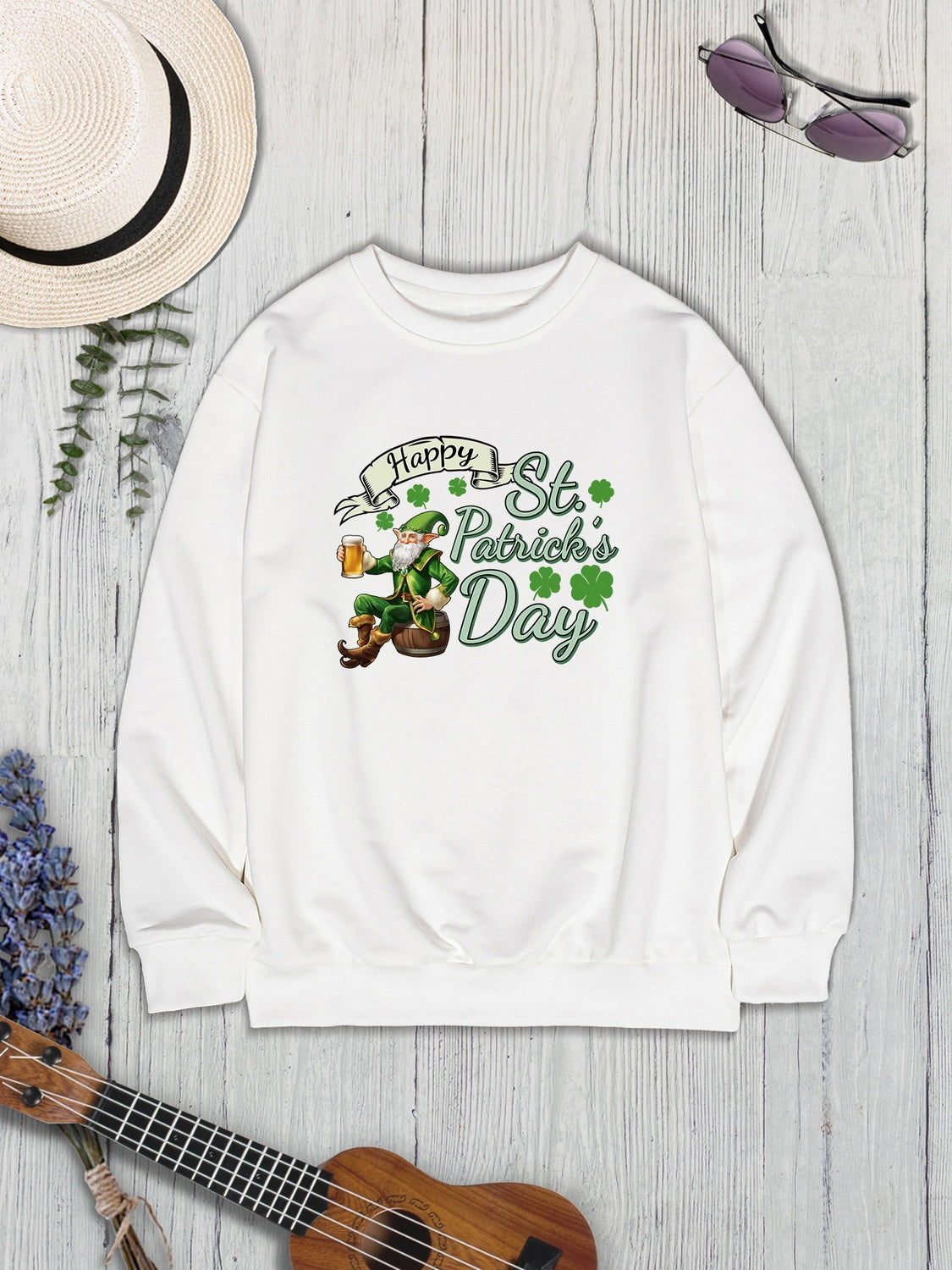 HAPPY ST. PATRICK'S DAY Round Neck Sweatshirt 