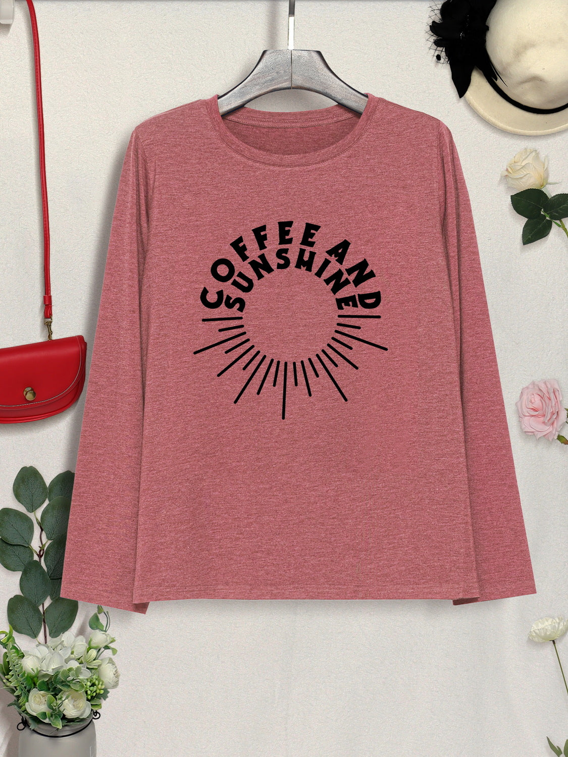 COFFEE AND SUNSHINE Round Neck Long Sleeve T-Shirt 