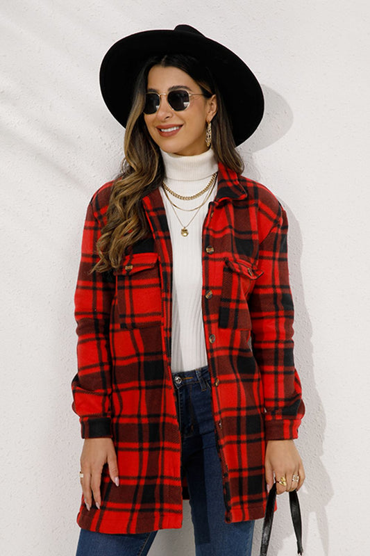 Plaid Collared Longline Coat 