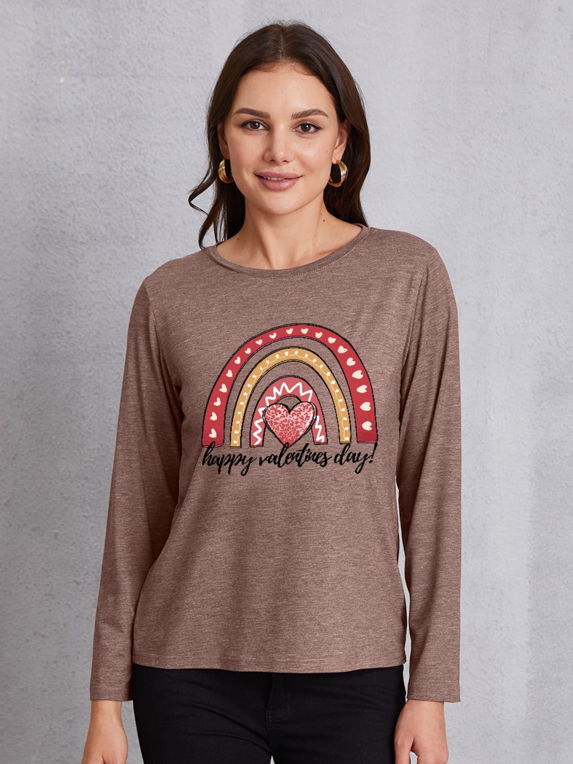 HAPPY VALENTINE'S DAY Round Neck Long Sleeve T-Shirt 